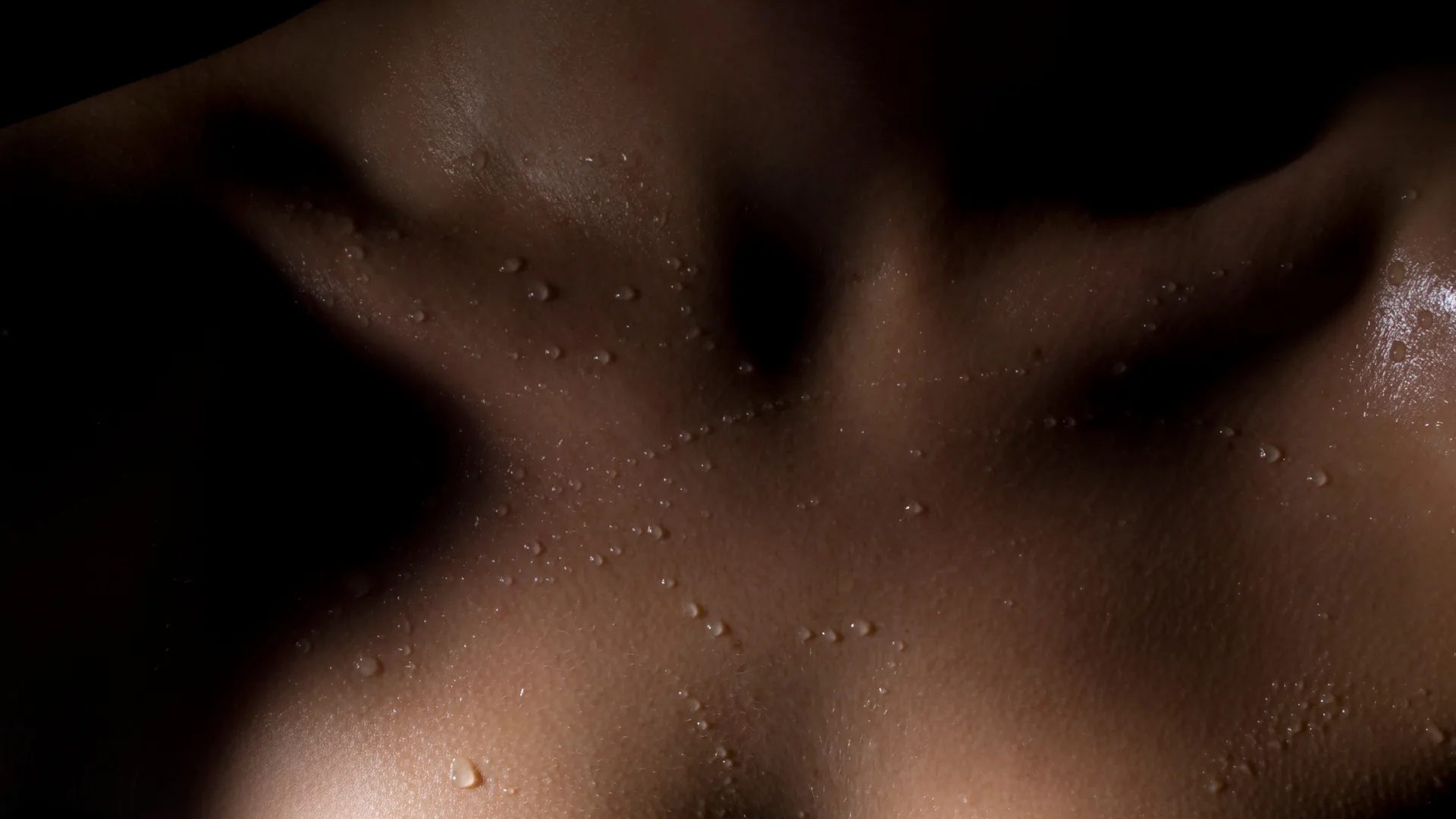 A close-up of sweat on skin